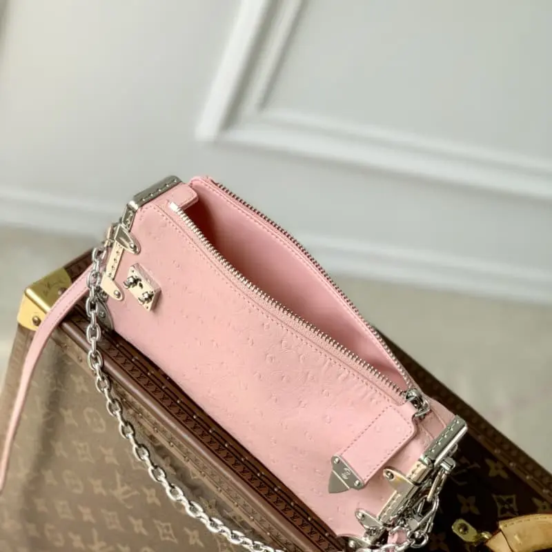 M25445 Pink Ostrich Pattern 23x12x4cm High Quality Bags - Image 9