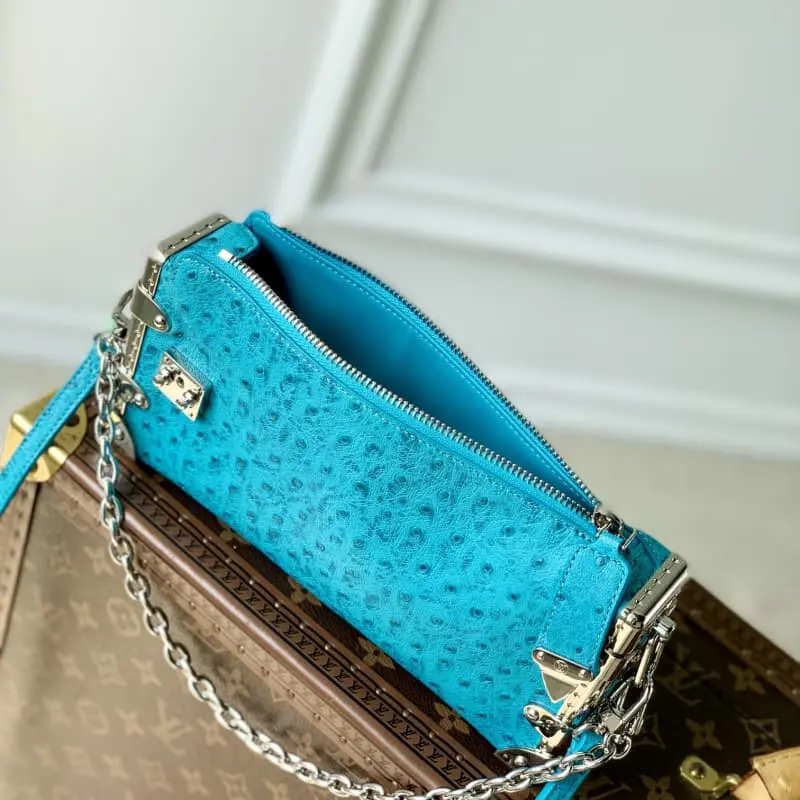 M25445 Royal Blue Ostrich Pattern 23x12x4cm High Quality Bags - Image 9