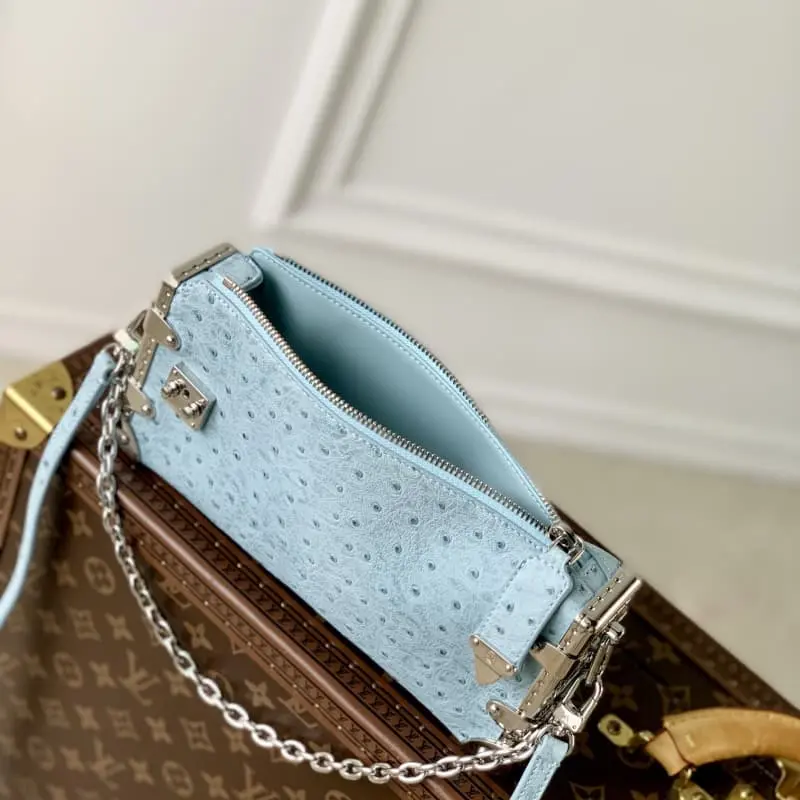 M25445 Sky blue ostrich pattern 23x12x4cm High Quality Bags - Image 9