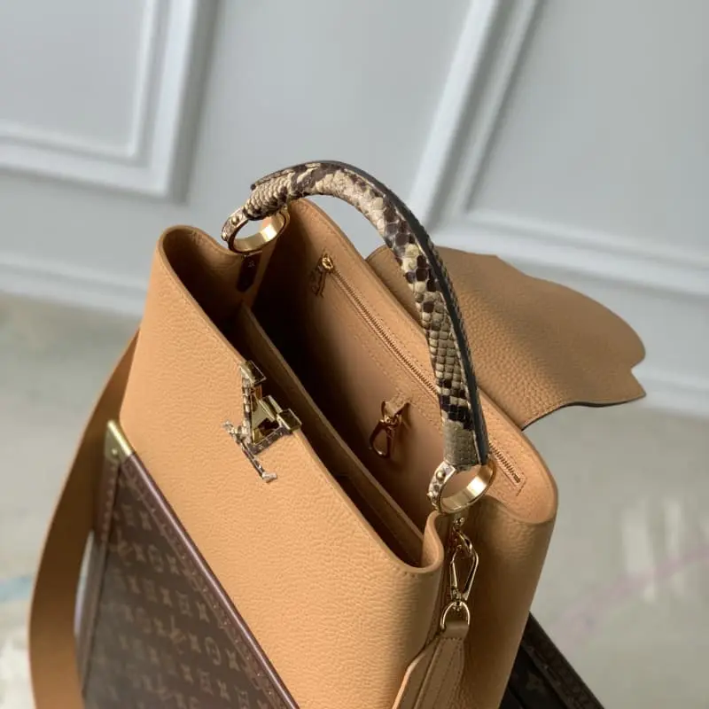 N80741 Tan with Python patternMedium 31.5x20x11cm High Quality Bags - Image 8