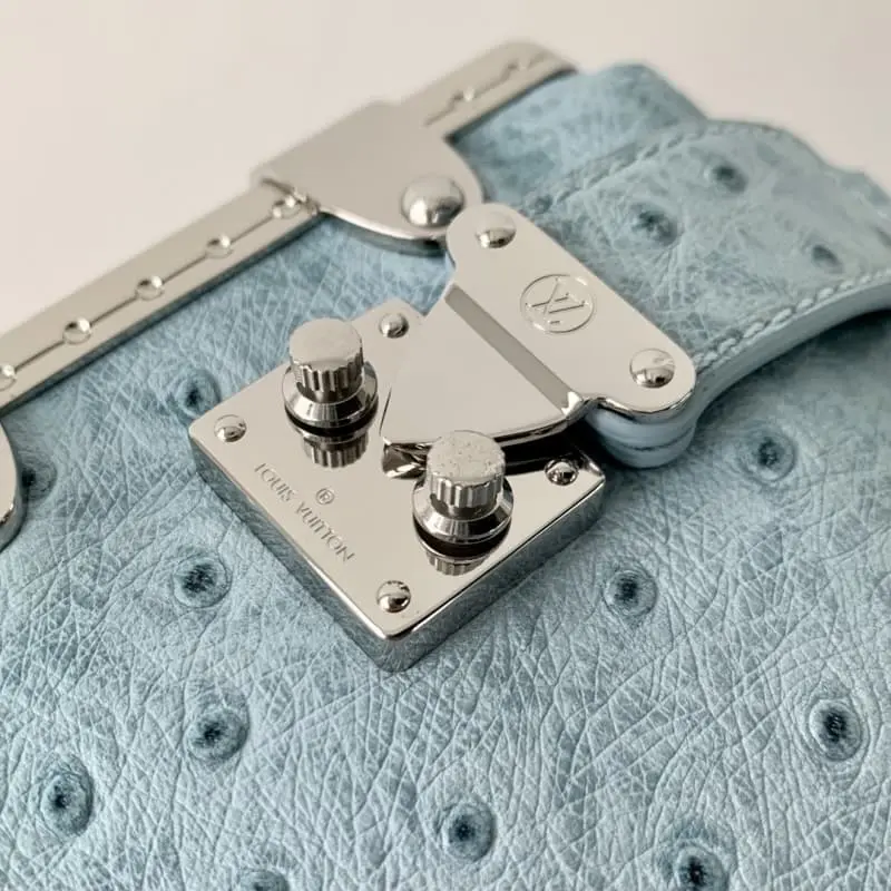 M25445 Sky blue ostrich pattern 23x12x4cm High Quality Bags - Image 5