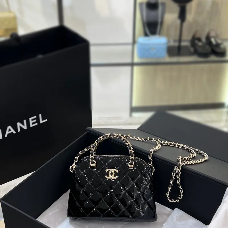 23s Black Patent Shell Bag Small Size High Quality Bags