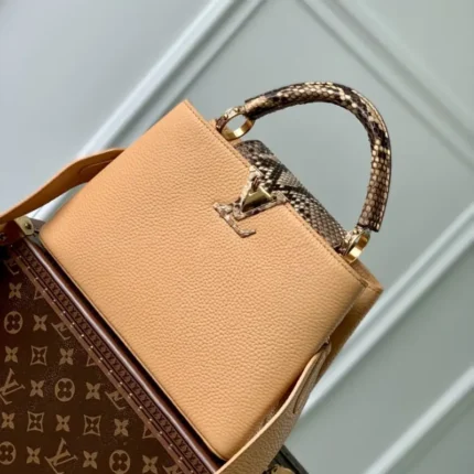 N80741 Tan with Python pattern Small 27x18x9cm High Quality Bags